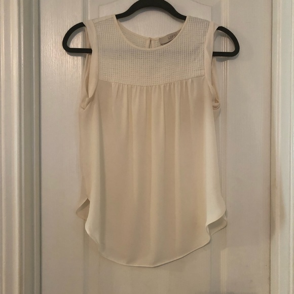 LOFT Tops - LOFT Sheer Ivory Sleeveless Top- PETITE